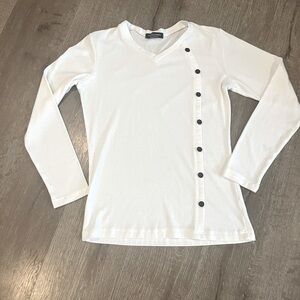 dof homme menswear long sleeve white shirt size Lg vneck